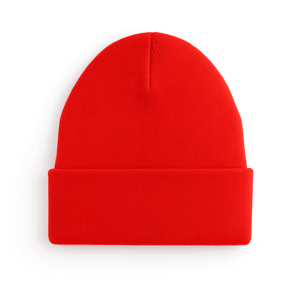 کلاه بافتنی پشمی قرمز مینیمال با لبه تاخور (enhanced)